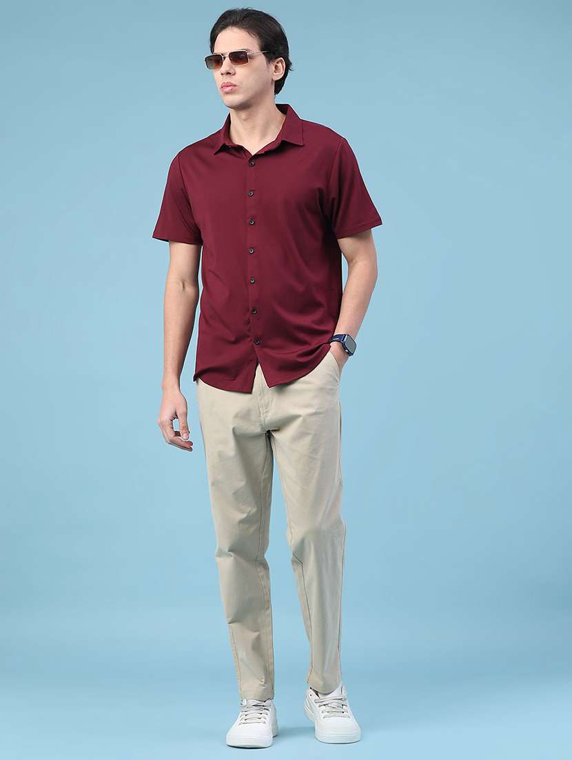 men solid collared regular fit casual shirt - 22161442 -  Standard Image - 4