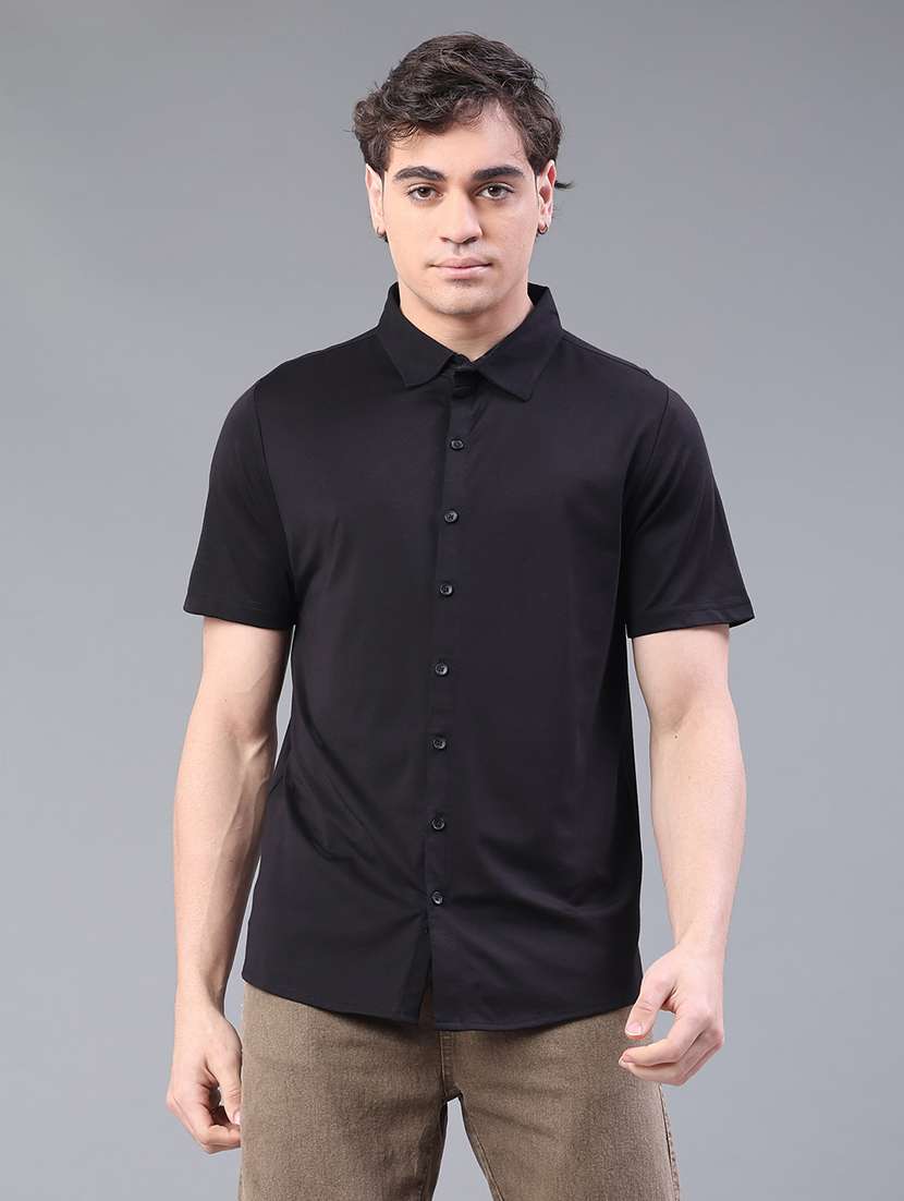 men solid short sleeve regular fit casual shirt - 22161443 -  Standard Image - 1