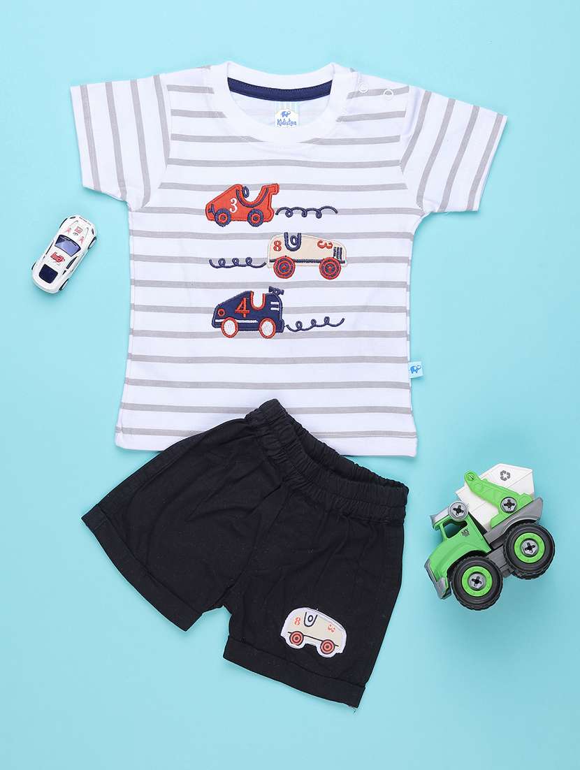 kids navy blue cotton combo infant twin set - 22161475 -  Standard Image - 1