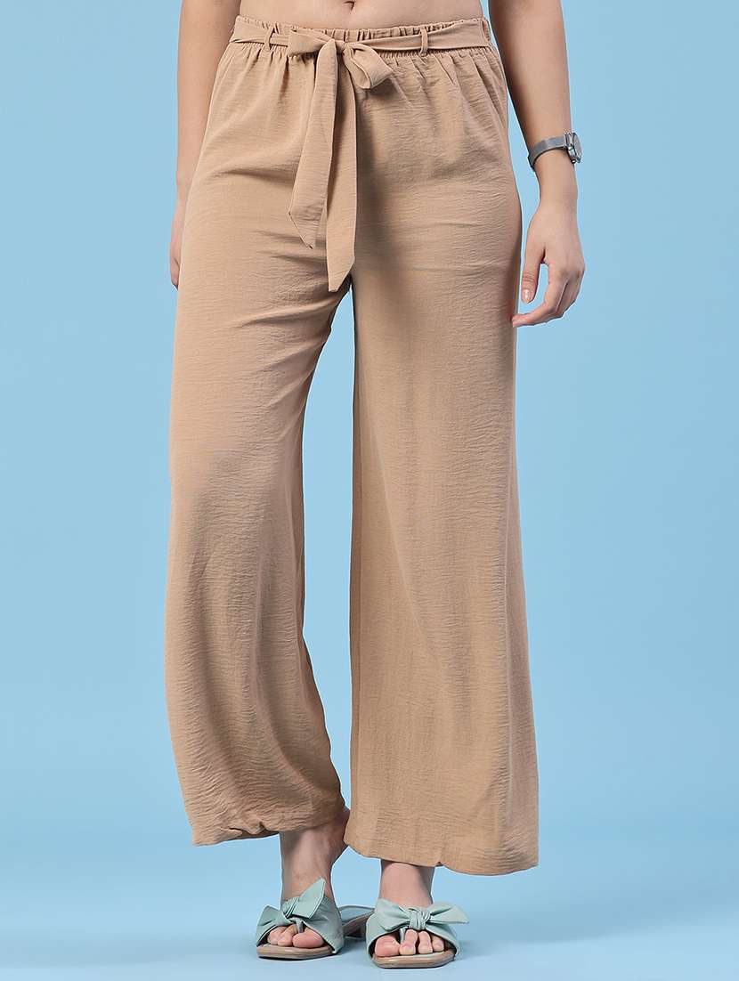 men solid mid rise straight trouser