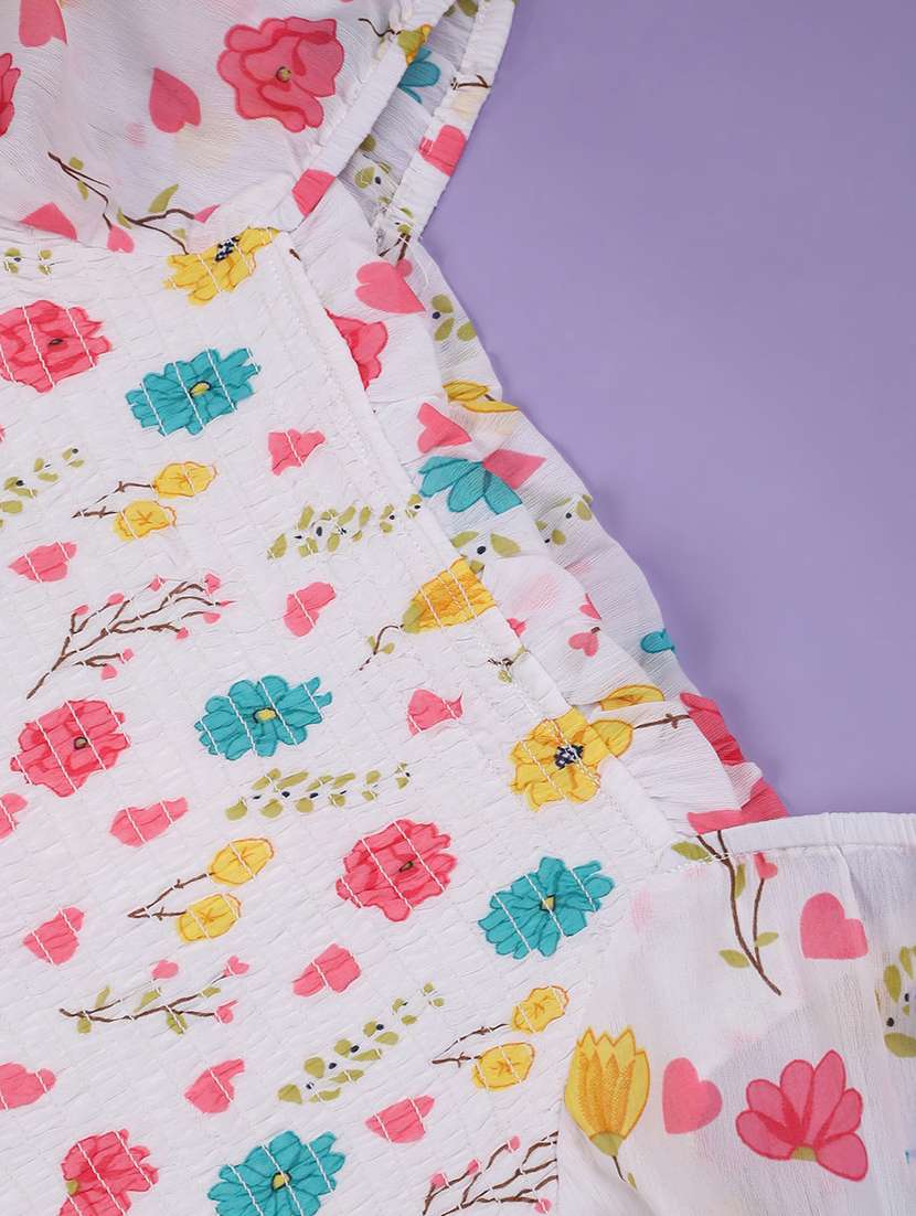 girls floral print puff sleeve tiered dress - 22161535 -  Standard Image - 4