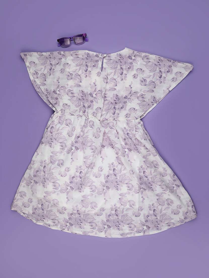 girls floral prinr short sleeve fit & flare dress - 22161536 -  Standard Image - 1