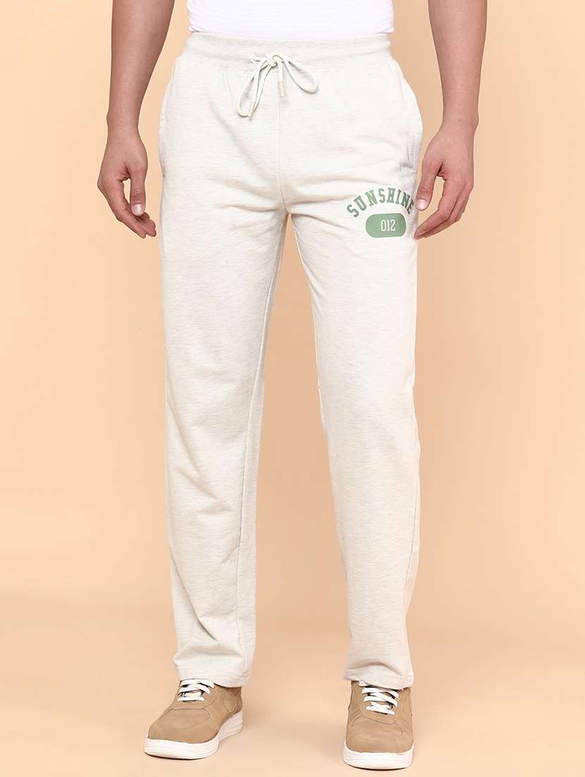 beige cotton  full length track pant