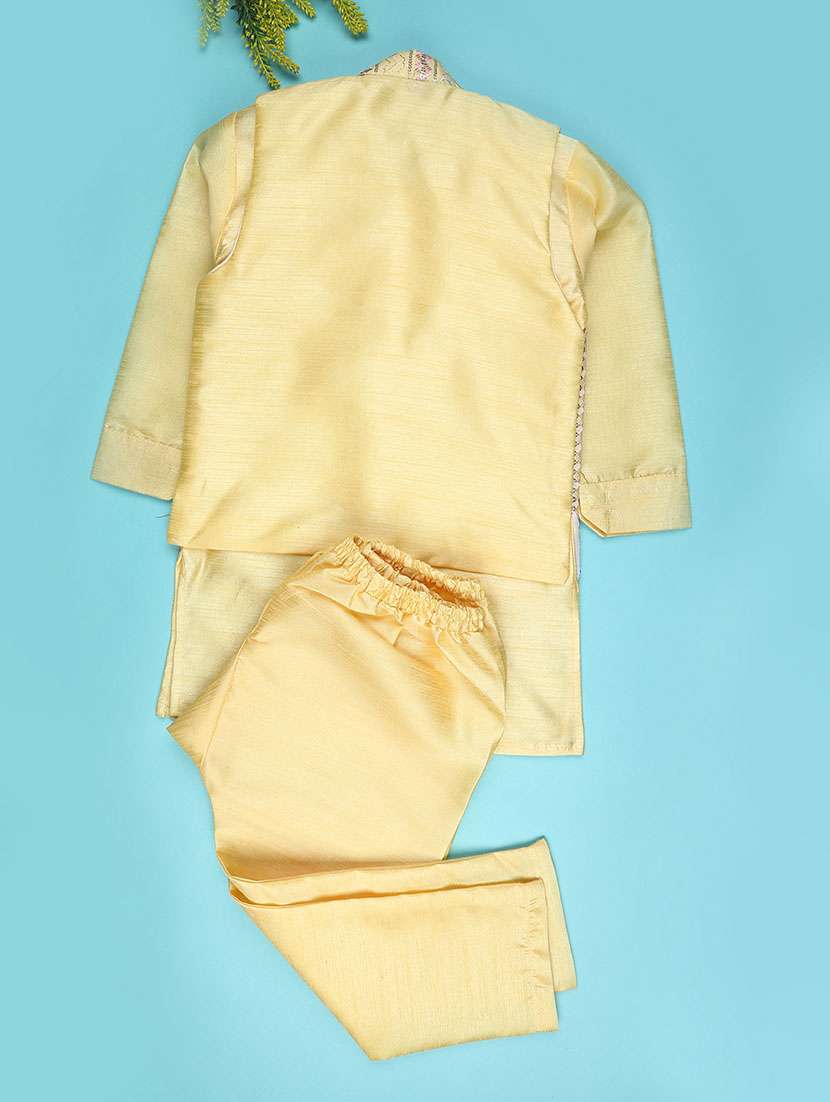 boys embroidered kurta and pyjama set with jacket - 22161539 -  Standard Image - 1