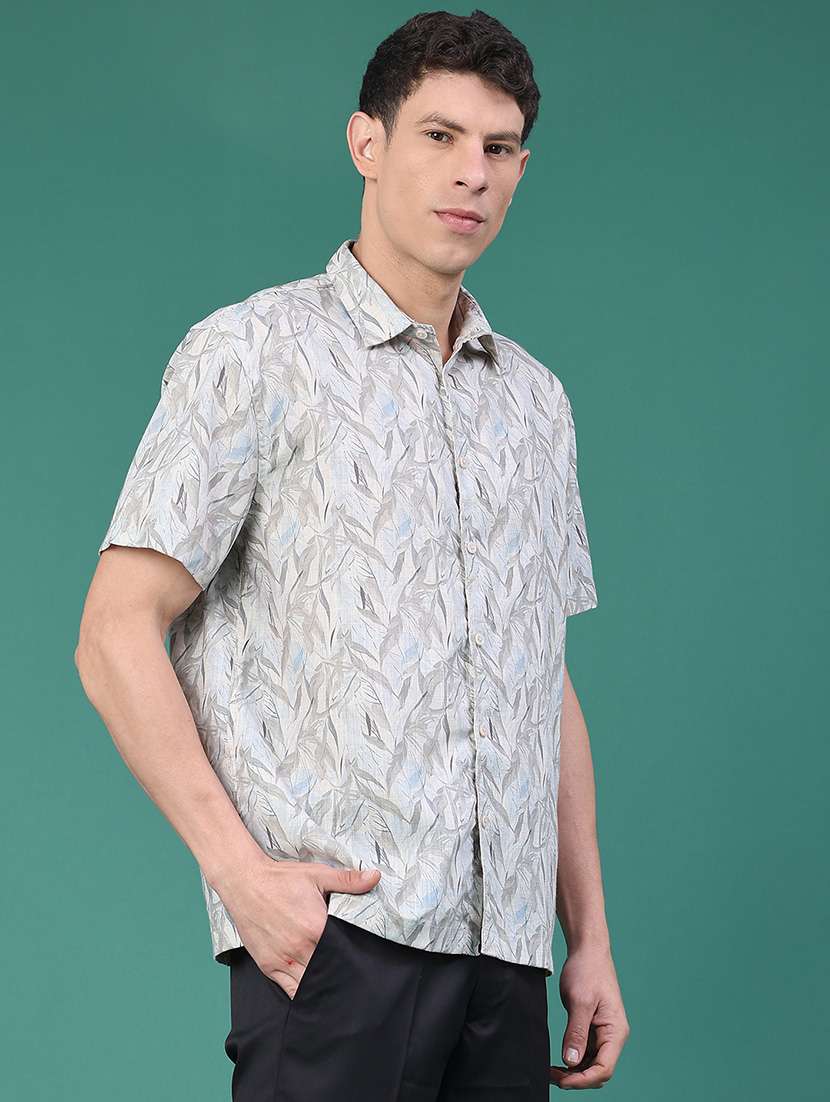 men printed short sleeve regular fit casual shirt - 22161599 -  Standard Image - 1