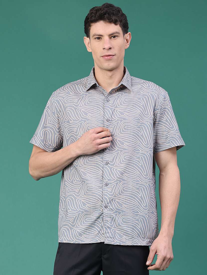 men printed short sleeve regular fit casual shirt - 22161600 -  Standard Image - 1