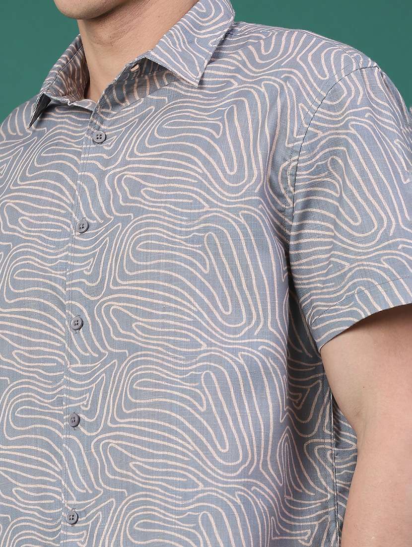 men printed short sleeve regular fit casual shirt - 22161600 -  Standard Image - 4