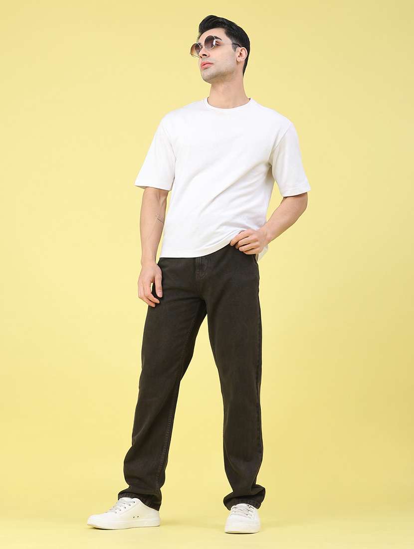 men plain mid rise full length straight jeans - 22161610 -  Standard Image - 4