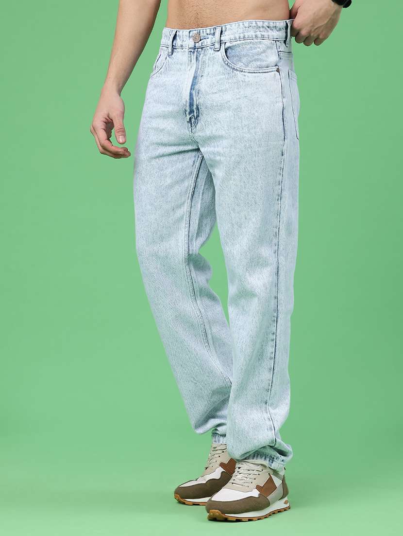 men plain mid rise full length straight jeans - 22161611 -  Standard Image - 1