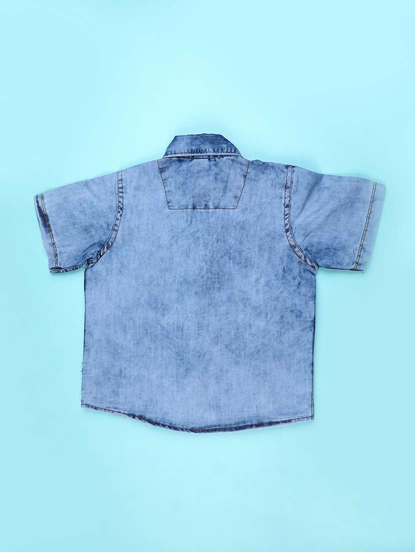 boys solid collared short sleeve shirt - 22161653 -  Standard Image - 1