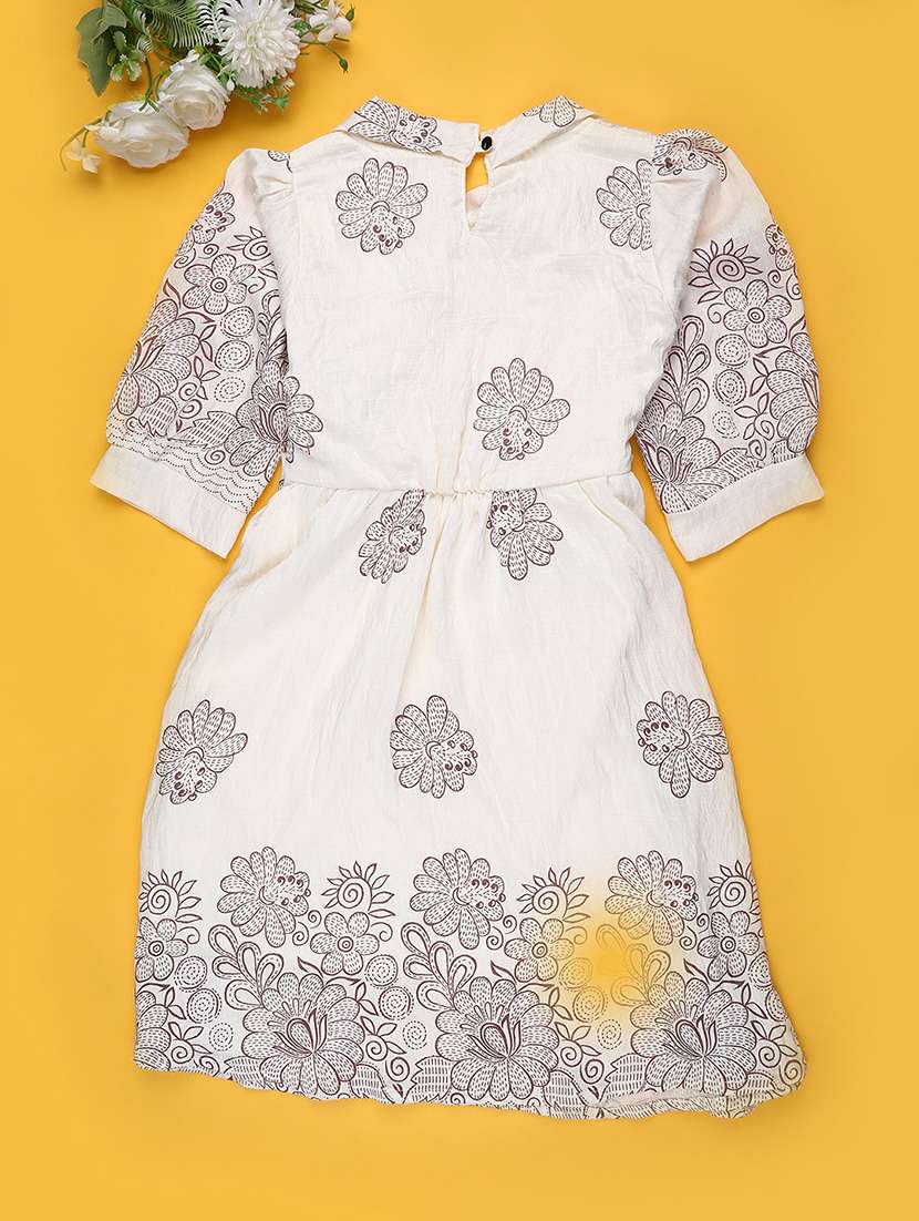 girls printed puff sleeve a-line dress - 22161663 -  Standard Image - 1