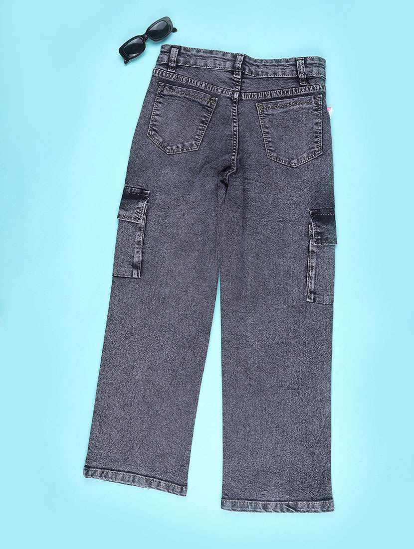 girls solid mid rise cargo - 22161671 -  Standard Image - 1