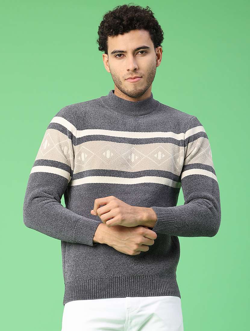 men self design long sleeve regular fit pullover  - 22161818 -  Standard Image - 1