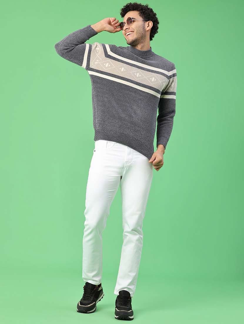 men self design long sleeve regular fit pullover  - 22161818 -  Standard Image - 4