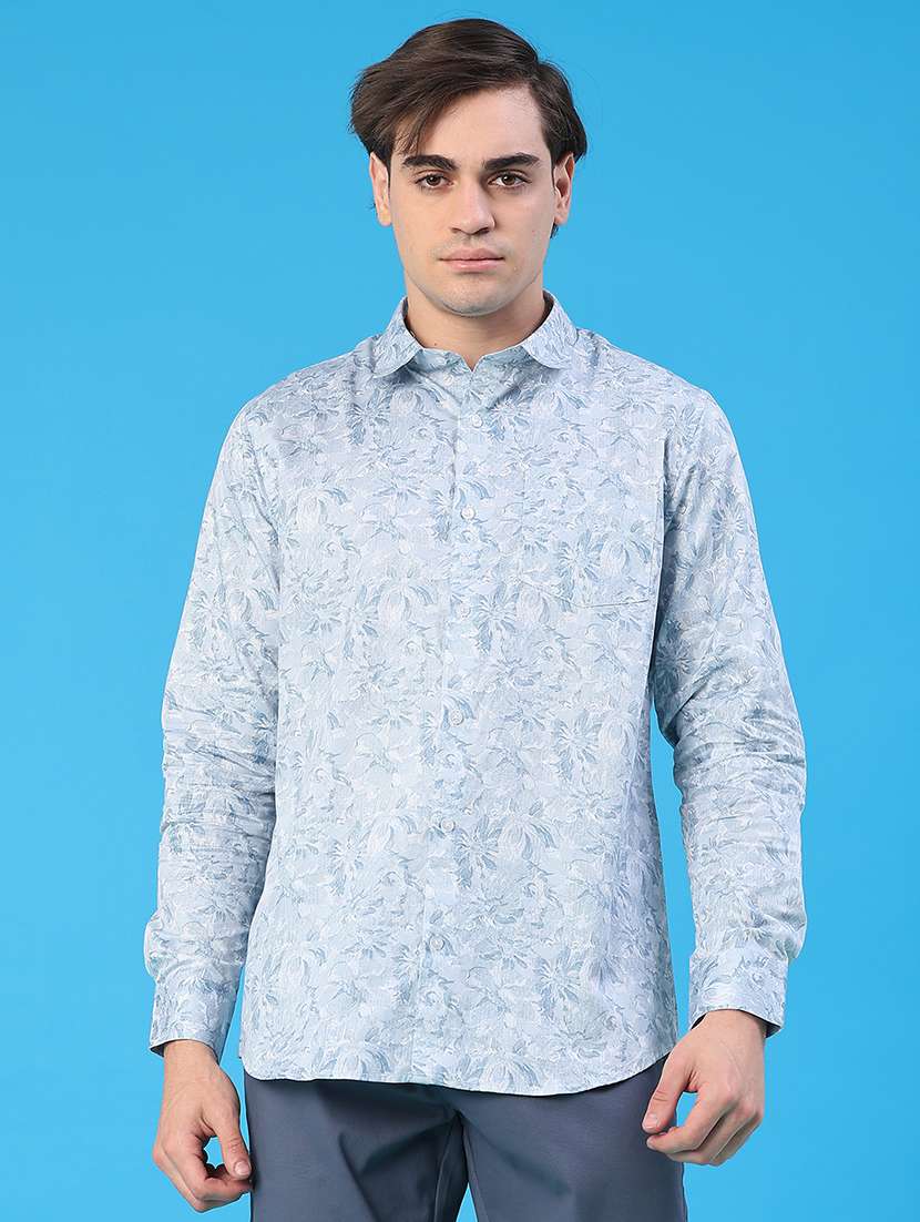 men printed long sleeve regular fit casual shirt