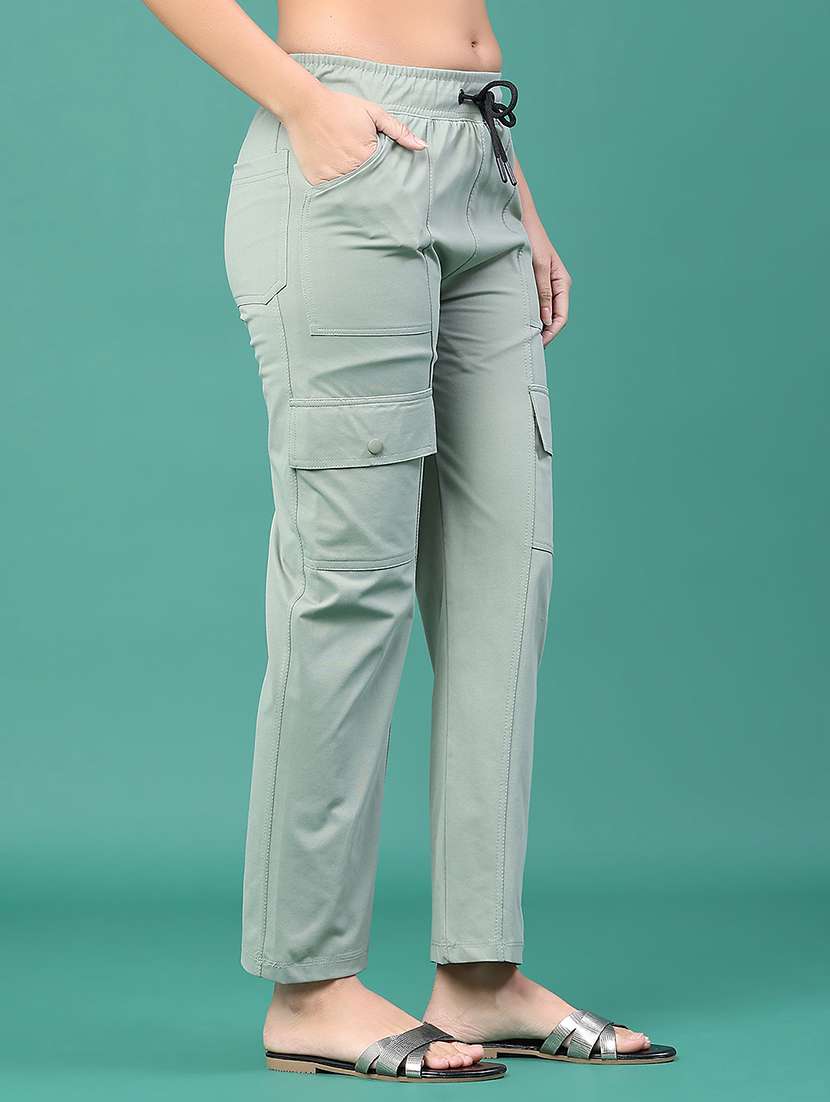 women solid mid rise cargo - 22161855 -  Standard Image - 1