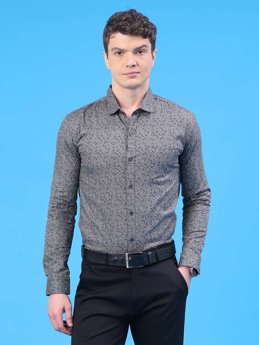men printed collared long sleeve formal shirt - 22161899 -  Standard Image - 1