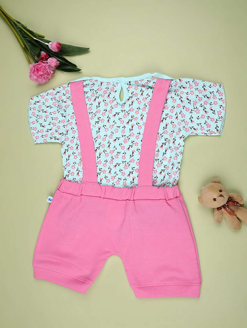 girls printed t-shirt and dungree set - 22161912 -  Standard Image - 1