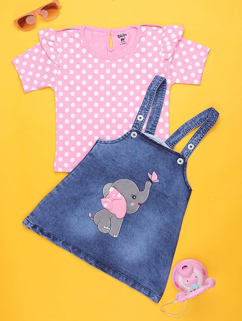 pink cotton dungarees twin sets & dungree - 22161916 -  Standard Image - 1