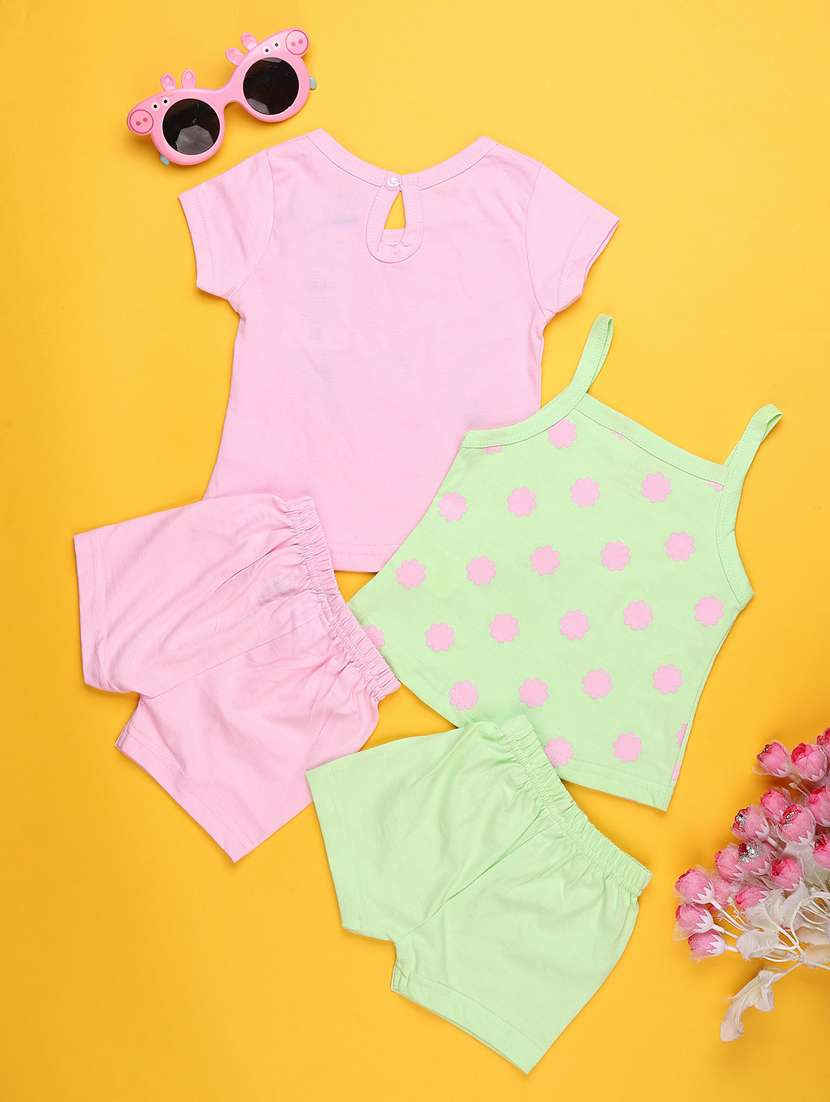 kids pack of 2 pink cotton combo infant twin set - 22161924 -  Standard Image - 1