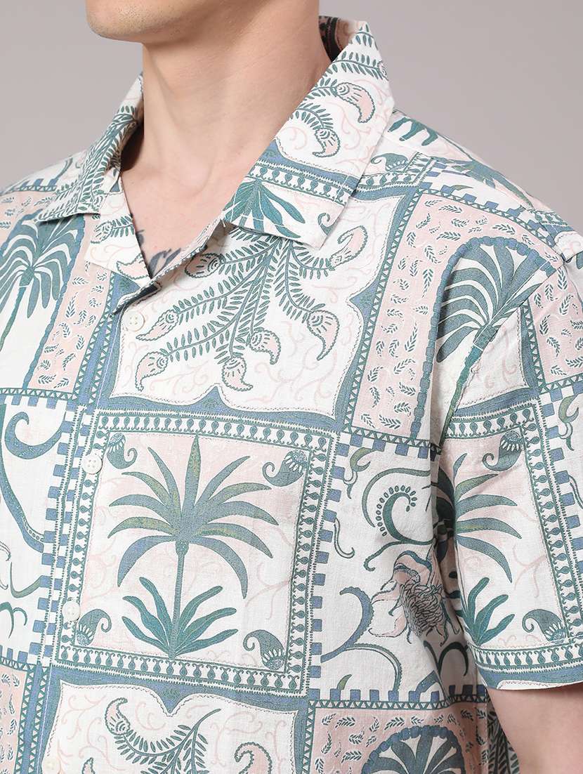 men printed short sleeve casual shirt - 22162027 -  Standard Image - 1
