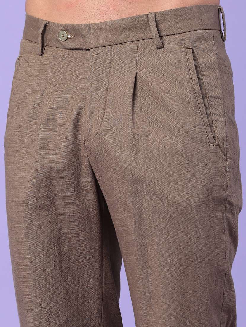 men solid mid rise regular fit chinos - 22162036 -  Standard Image - 1