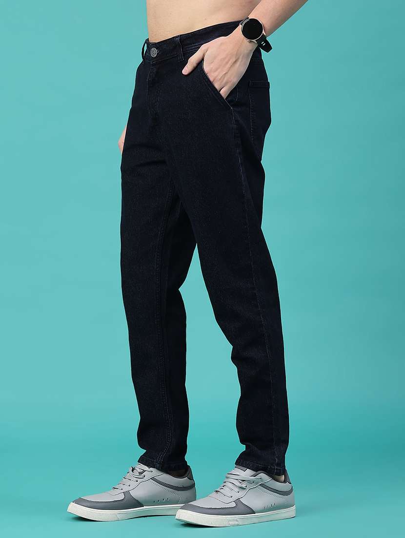 men plain mid rise full length tapered jeans - 22162047 -  Standard Image - 1