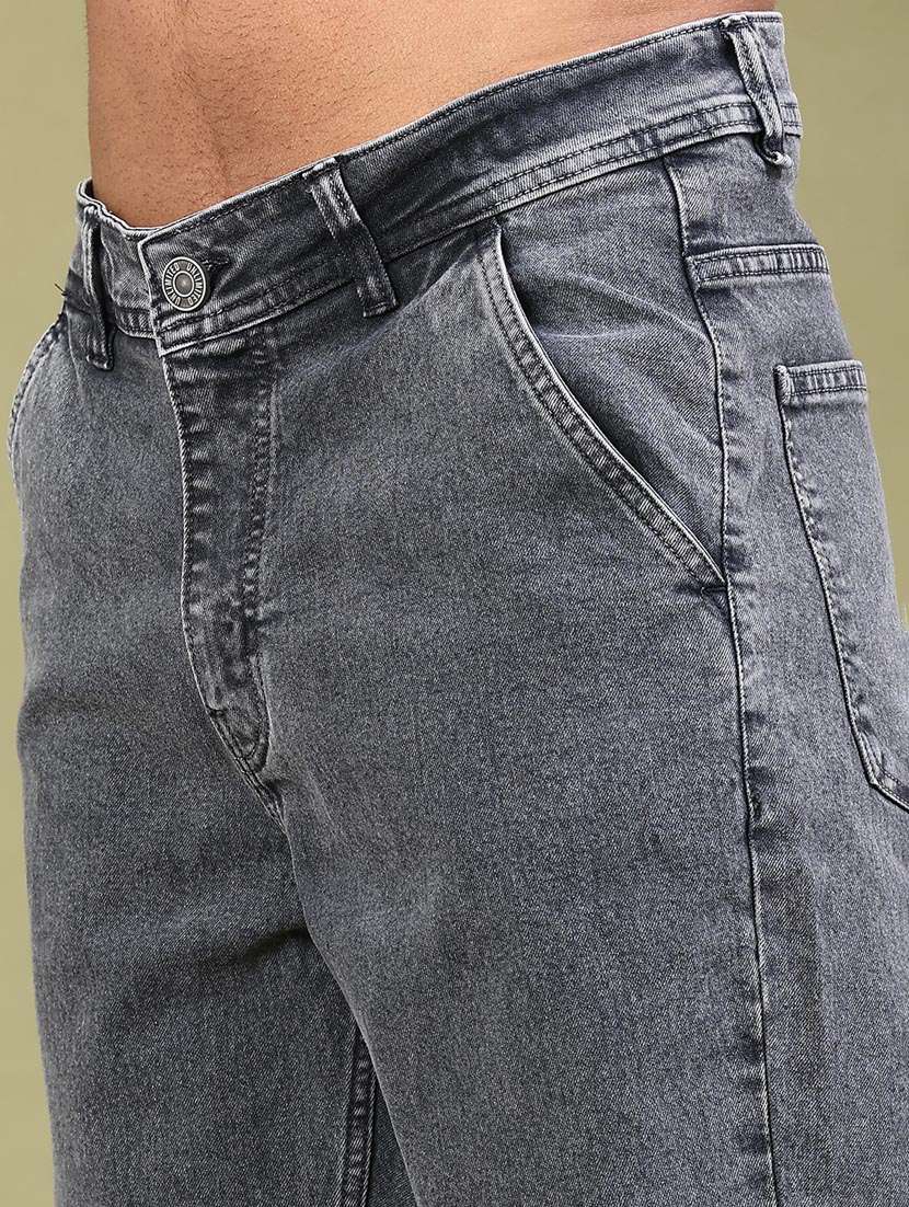 men plain mid rise full length tapered jeans - 22162048 -  Standard Image - 1