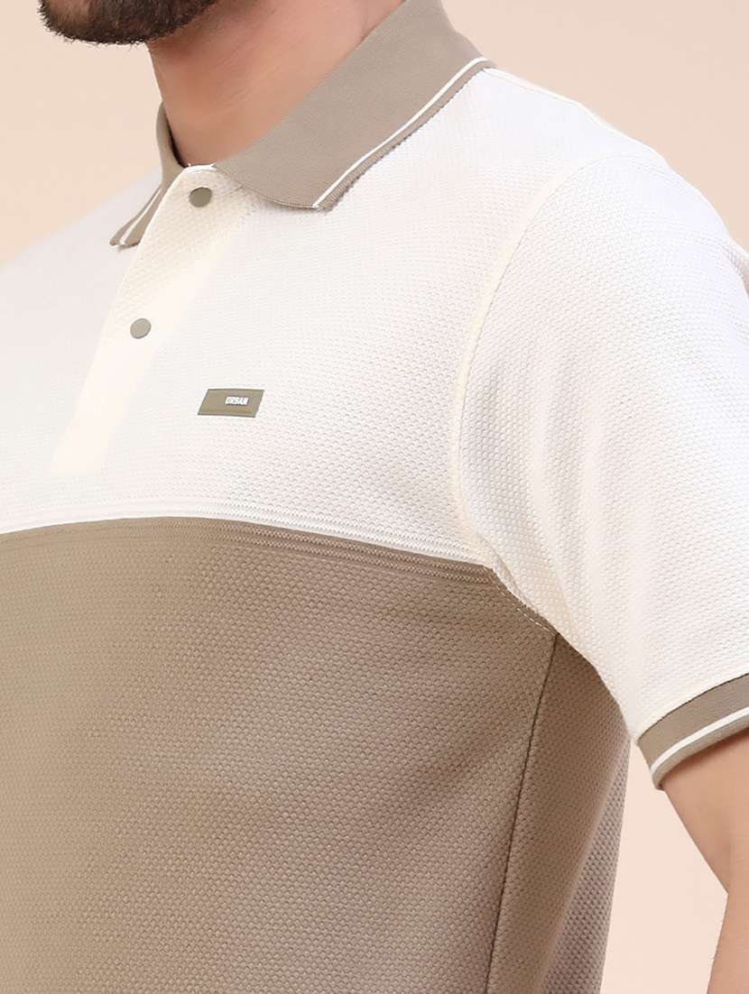 men colourblocked short sleeves polo t-shirt - 22162077 -  Standard Image - 1