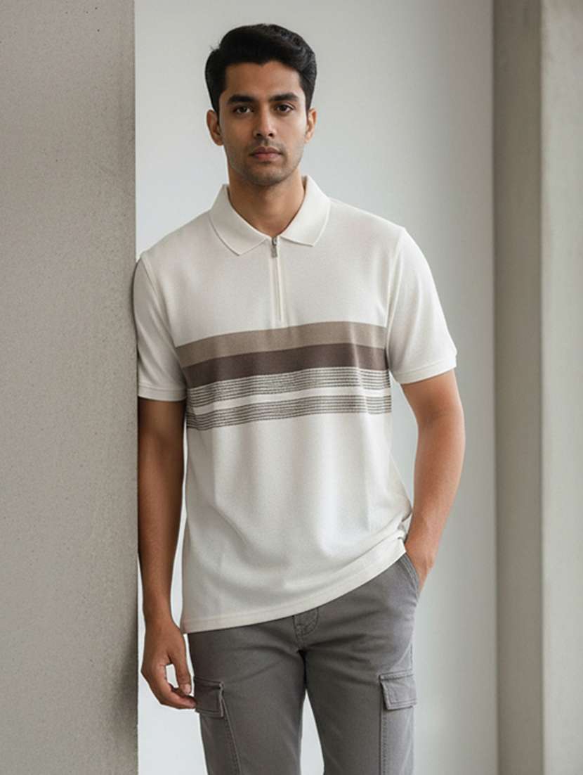 men striped short sleeve regular fit polo t-shirt - 22162078 -  Standard Image - 1
