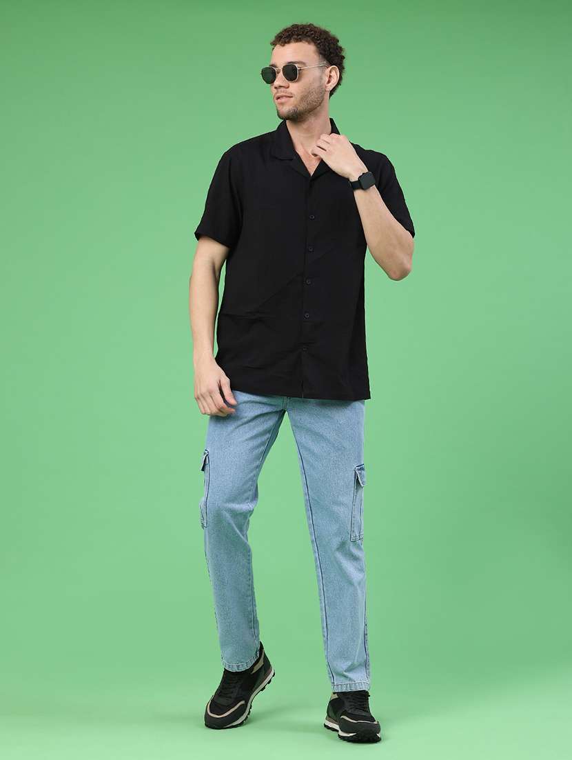 men solid mid rise regular fit cargo  - 22162100 -  Standard Image - 4