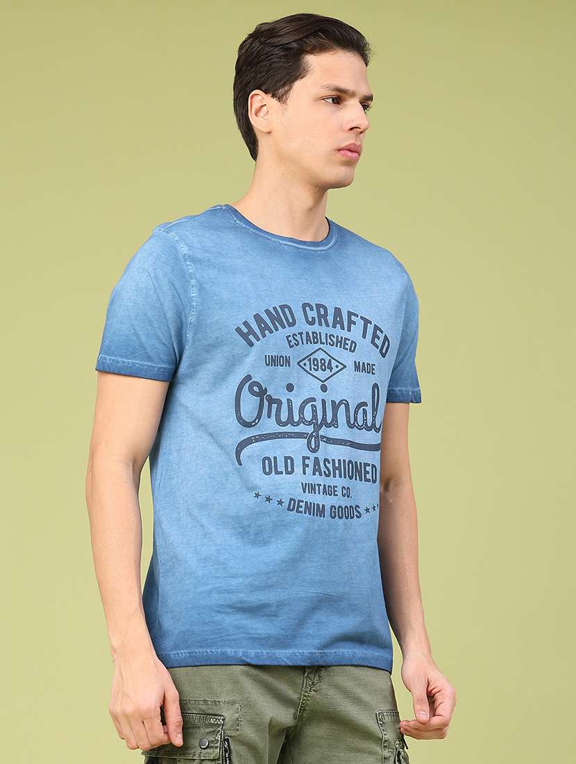 Men Typographic Short Sleeve Regular Fit T-shirt - 22162102 -  Standard Image - 1
