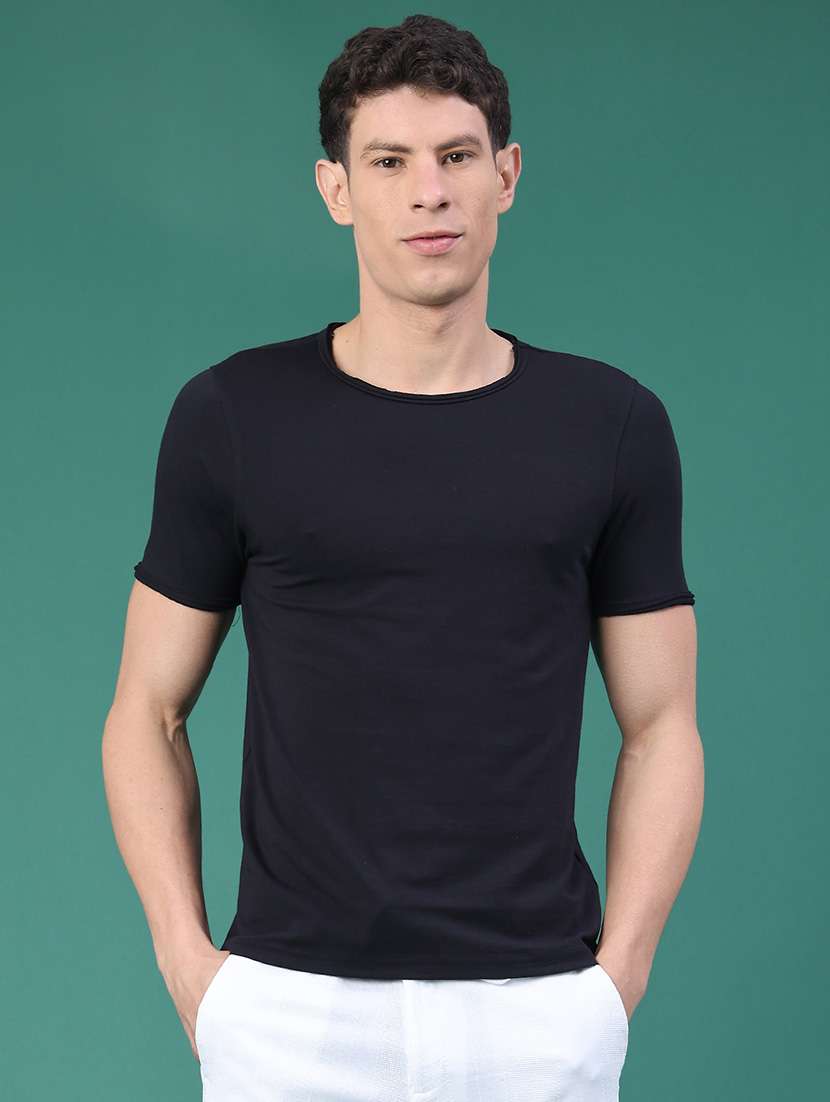 men solid short sleeve slim fit t-shirt - 22162103 -  Standard Image - 1