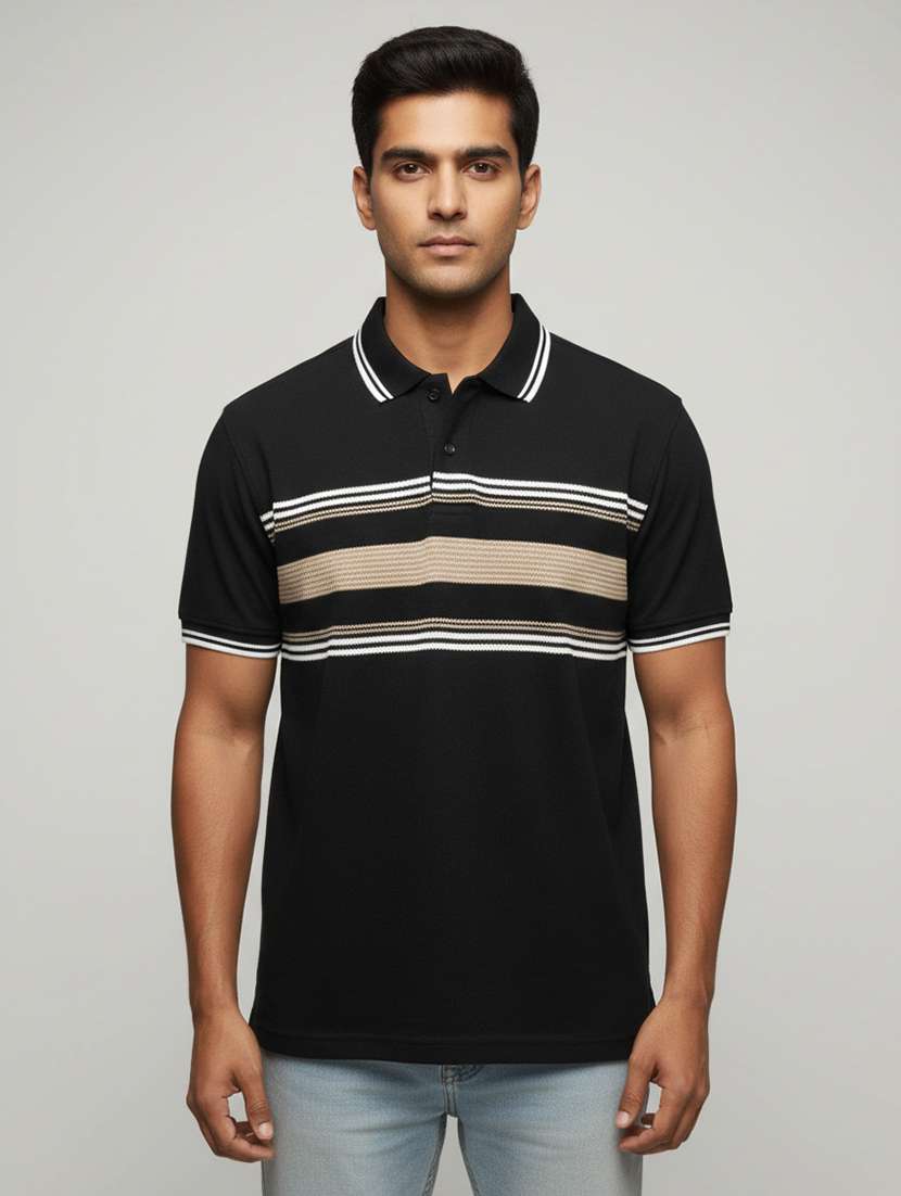 men striped short sleeve regular fit polo t-shirt - 22162113 -  Standard Image - 1