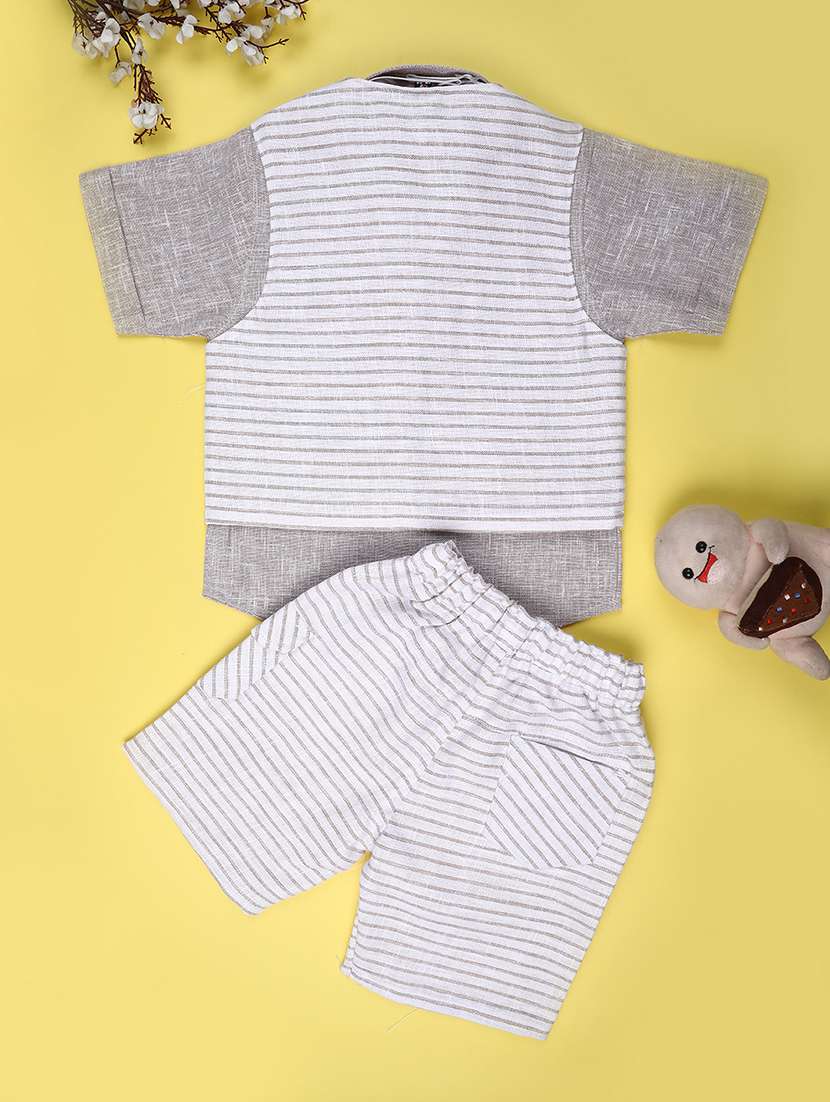 boys striped short sleeves waistcoat twin set - 22162121 -  Standard Image - 1