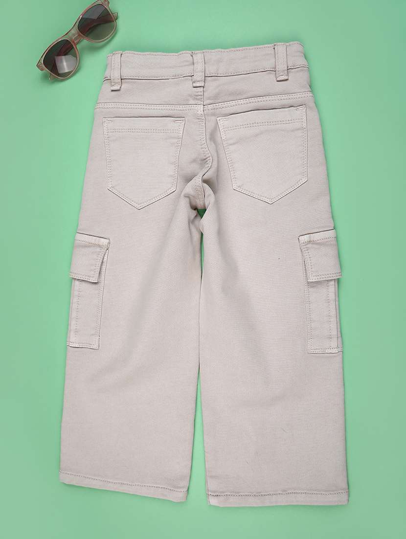 girls solid mid rise cargo - 22162146 -  Standard Image - 1