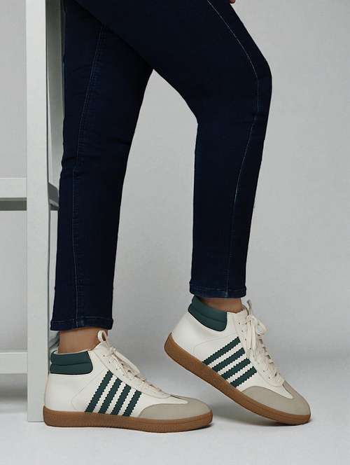 men solid high ankle lace-up sneaker - 22162237 -  Standard Image - 0