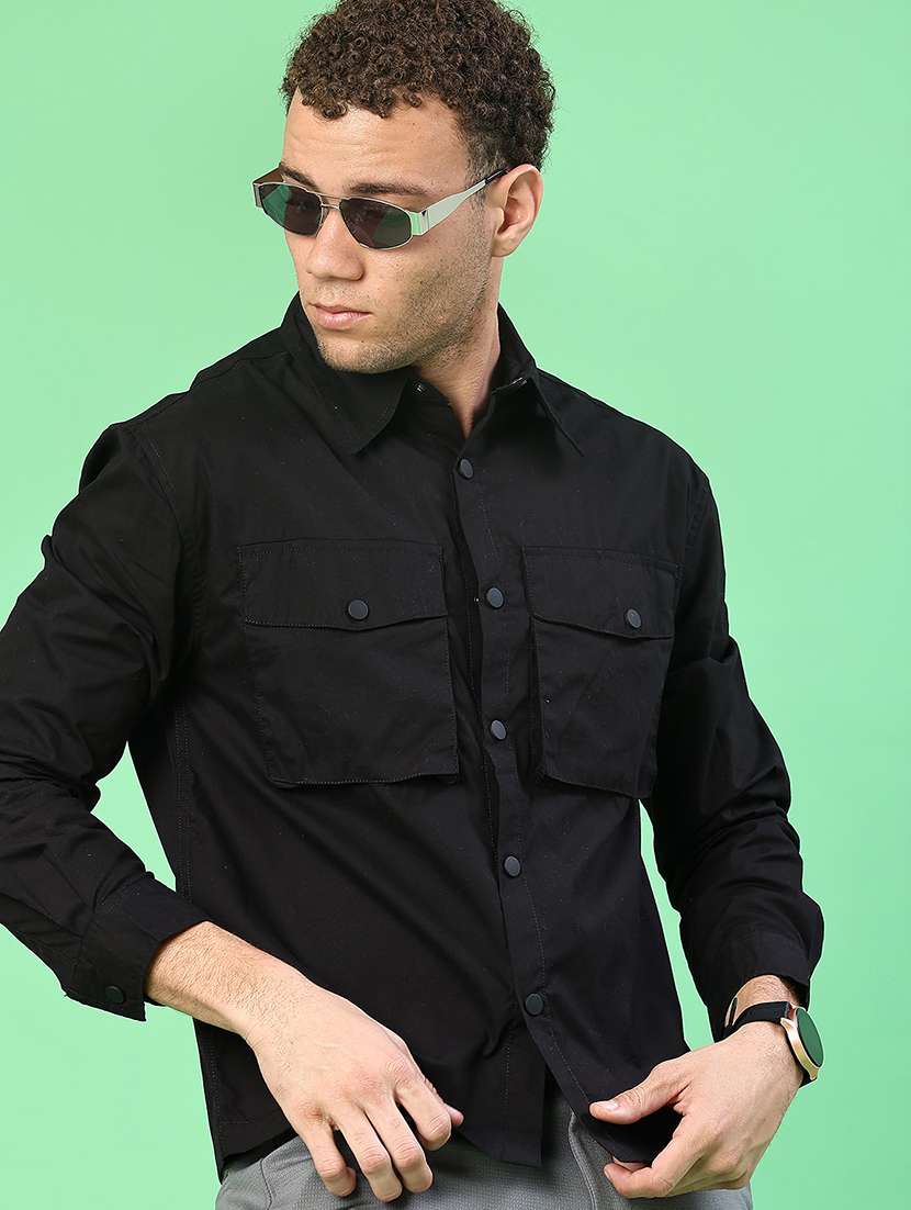 men solid short sleeve regular fit casual shirt