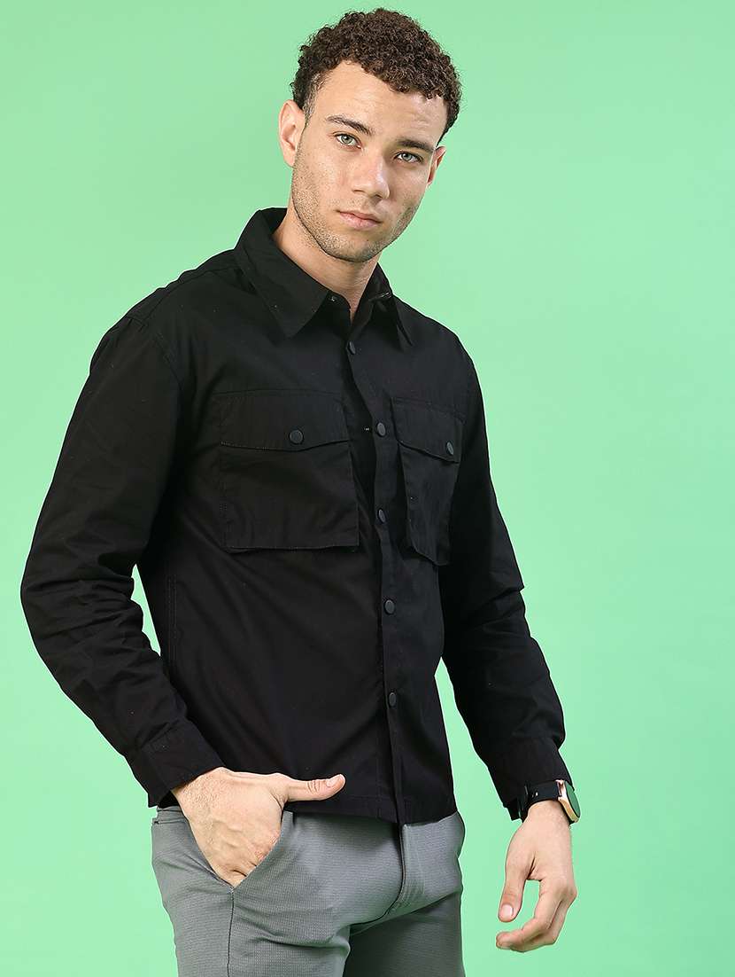 men solid short sleeve regular fit casual shirt - 22162239 -  Standard Image - 1
