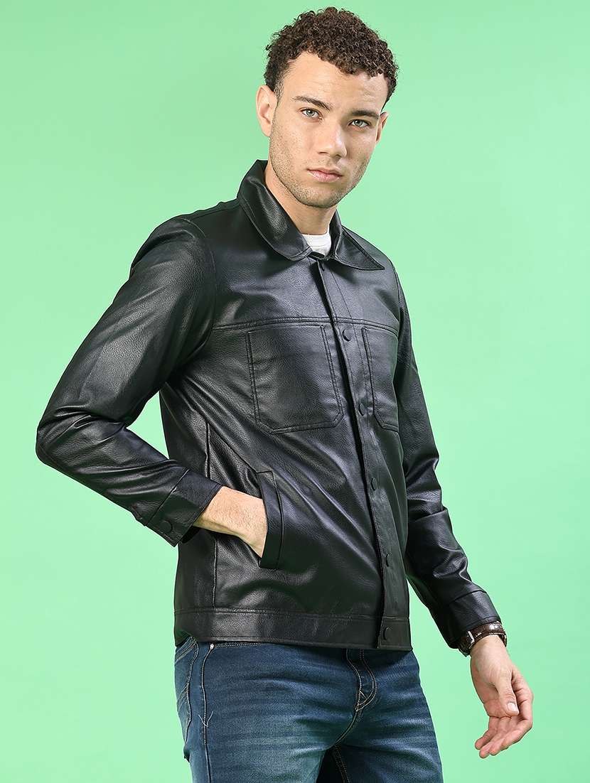 men solid long sleeve regualr fit casual jacket - 22162240 -  Standard Image - 1