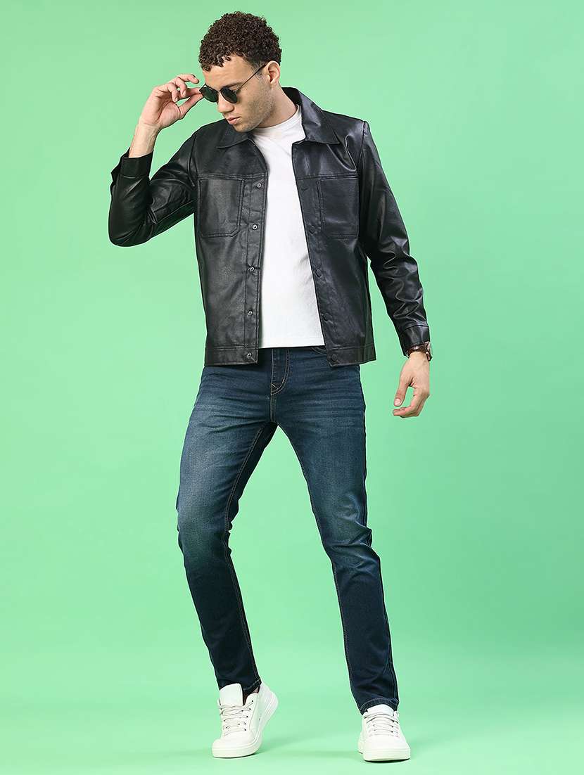 men solid long sleeve regualr fit casual jacket - 22162240 -  Standard Image - 4