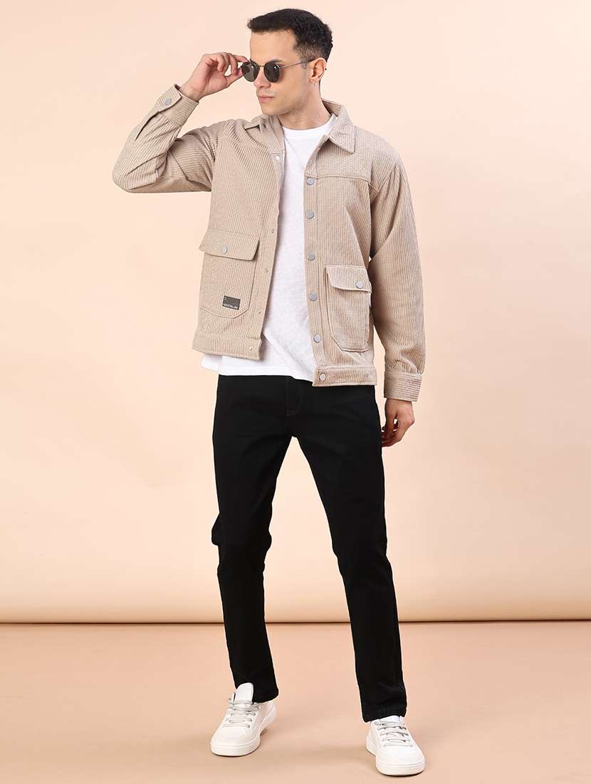 men solid long sleeve regualr fit shacket - 22162244 -  Standard Image - 4