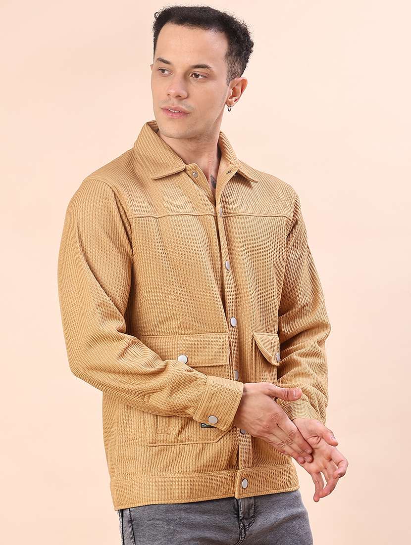 men solid long sleeve regualr fit shacket - 22162245 -  Standard Image - 1