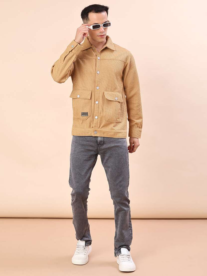 men solid long sleeve regualr fit shacket - 22162245 -  Standard Image - 4
