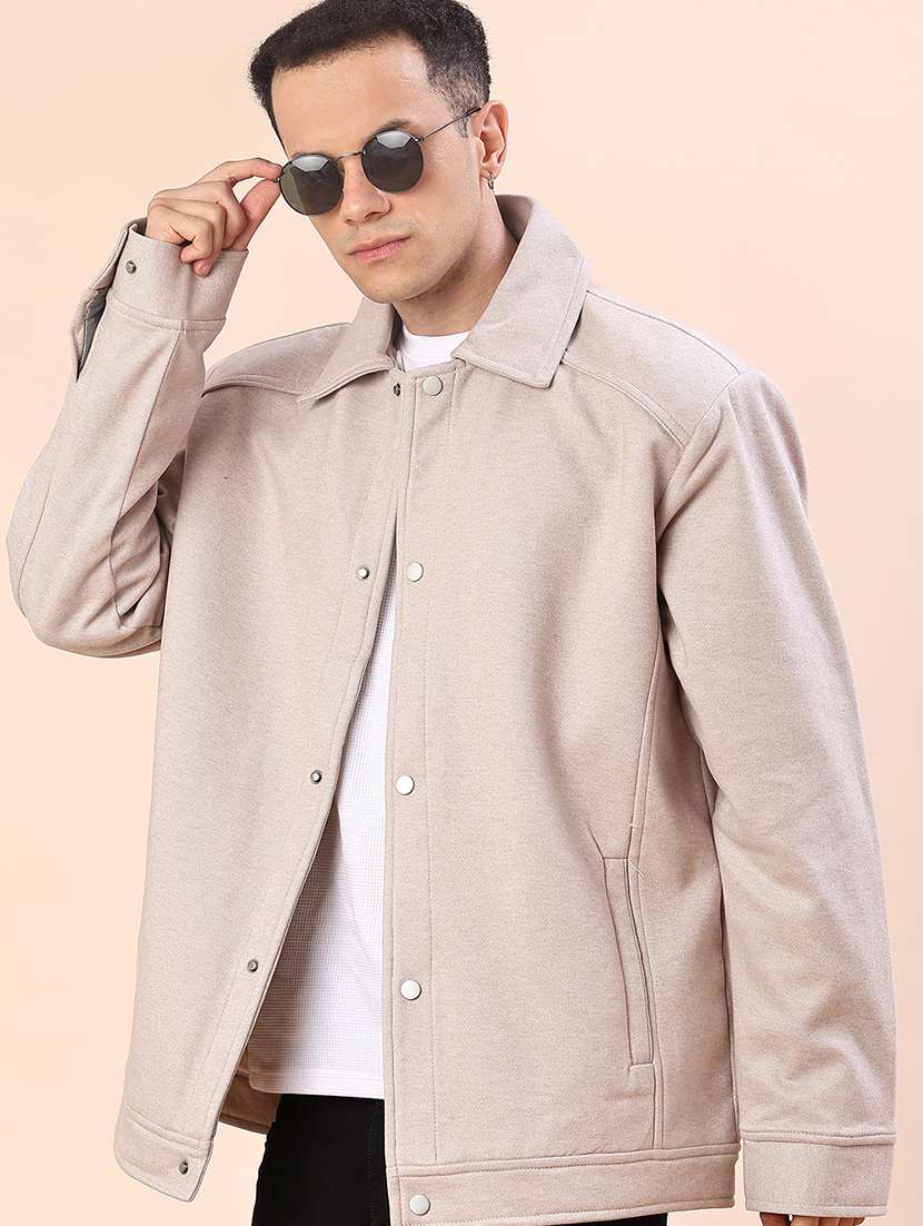 men solid long sleeve regualr fit casual jacket