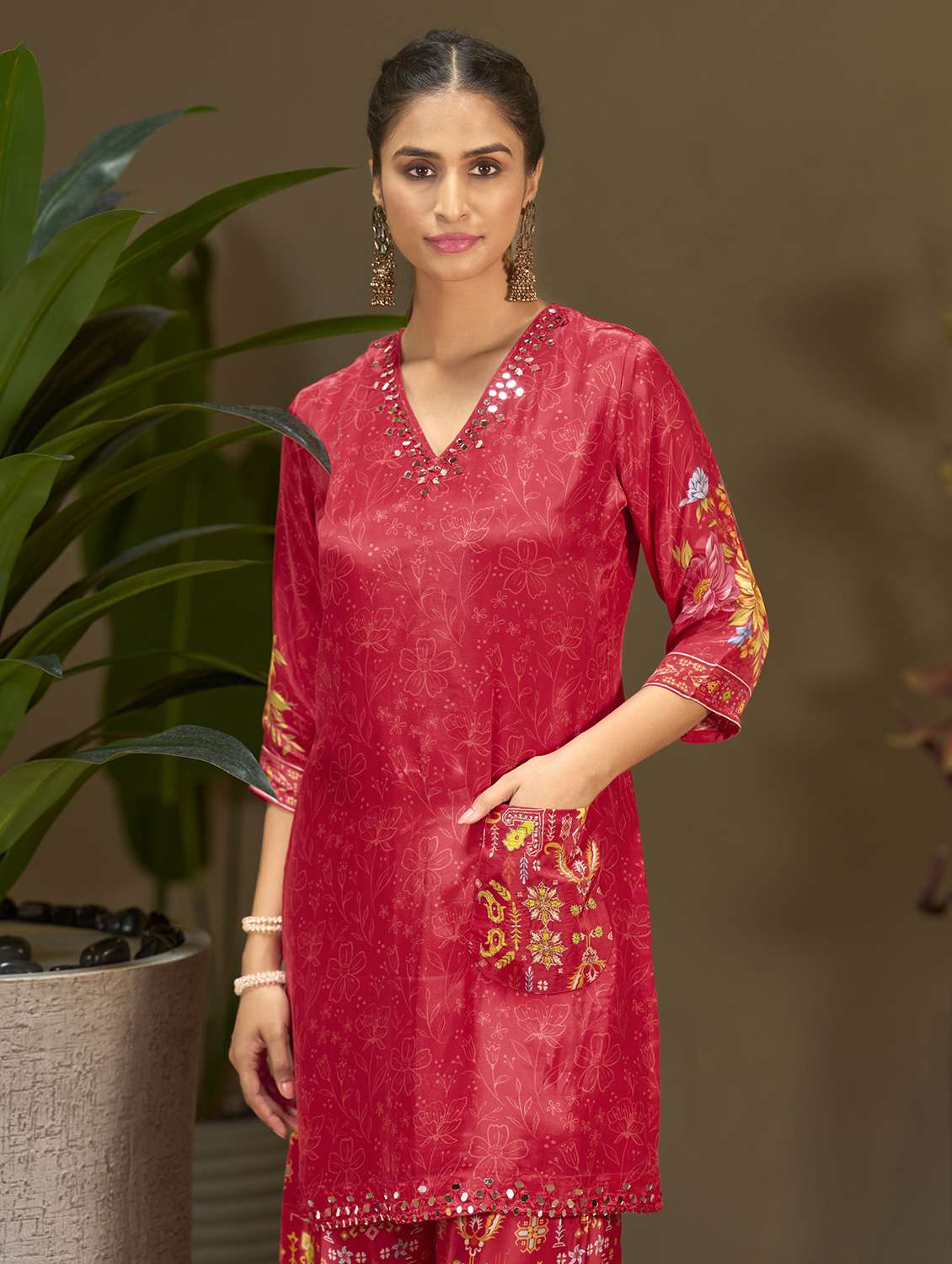 women printed three quarter sleeve co-ord set - 22162264 -  Standard Image - 4