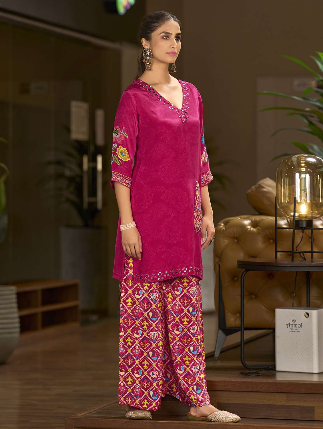 women printed three quarter sleeve co-ord set - 22162268 -  Standard Image - 1