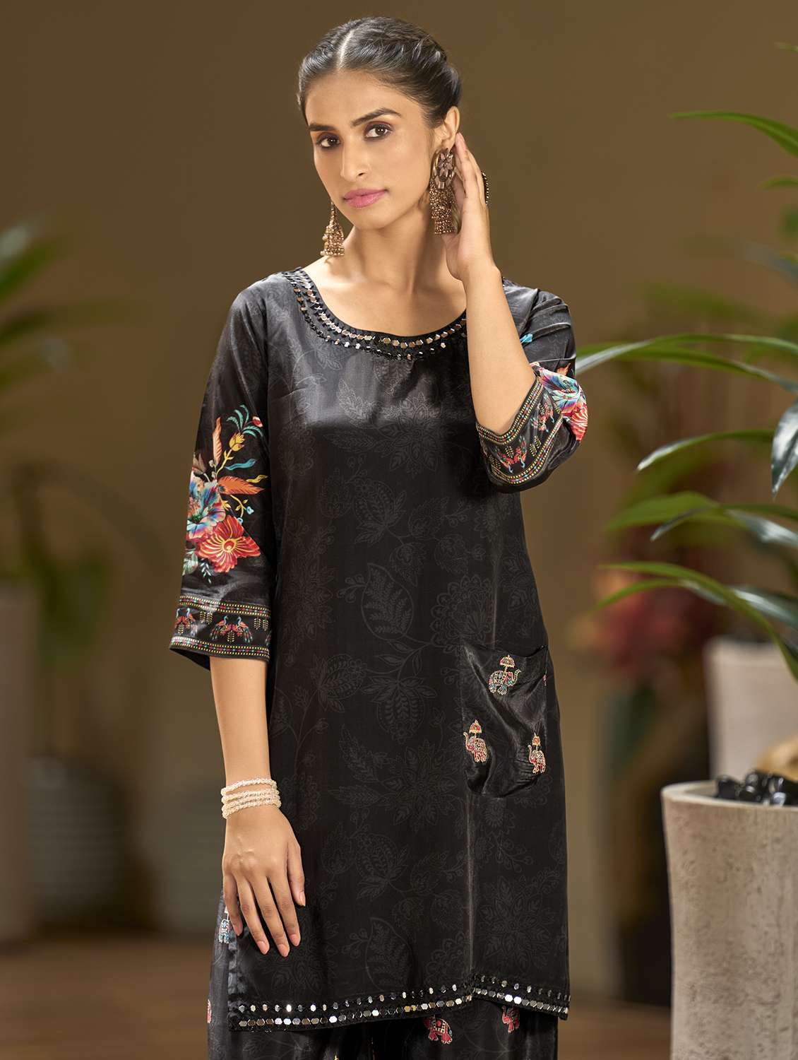 women printed three quarter sleeve co-ord set - 22162269 -  Standard Image - 4