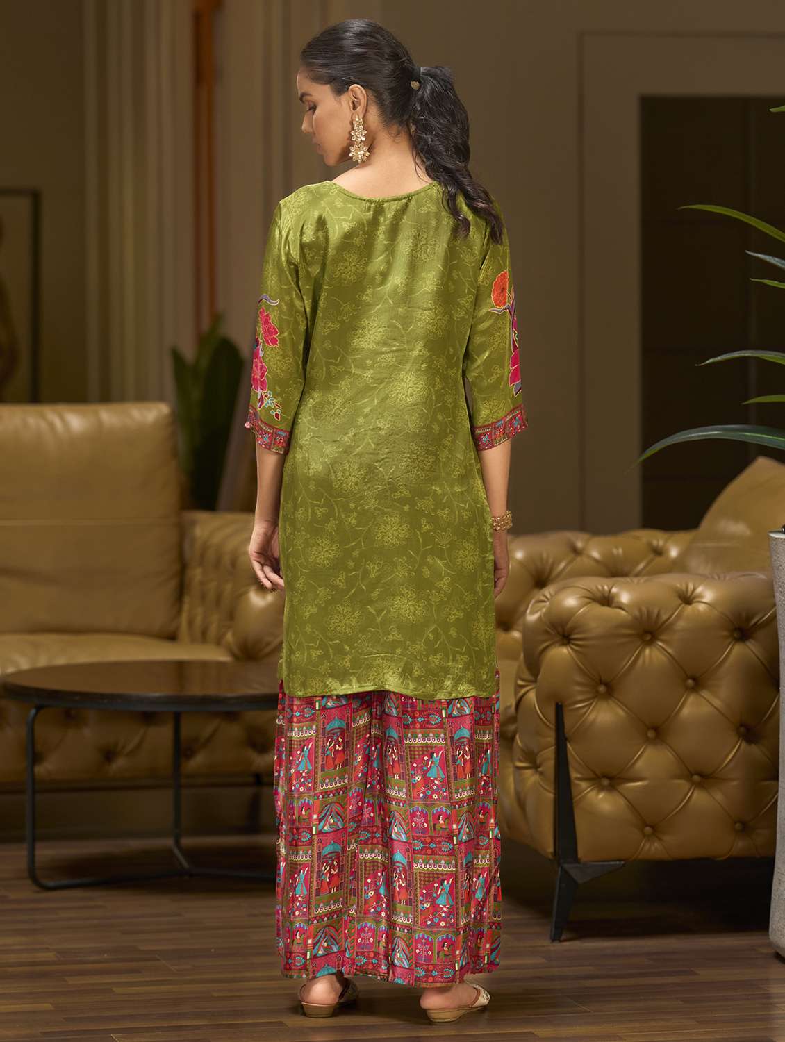 women printed three quarter sleeve co-ord set - 22162270 -  Standard Image - 4