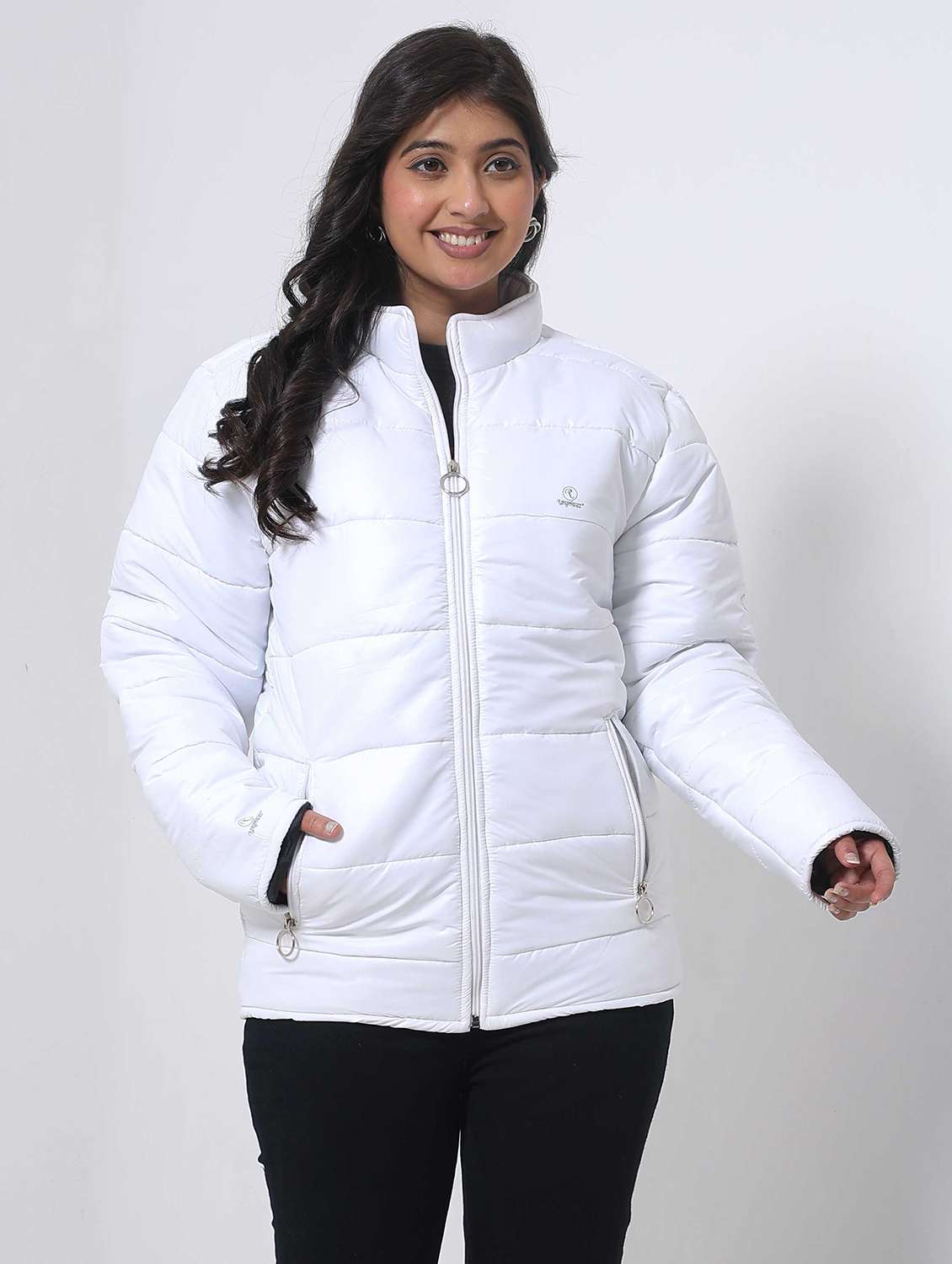 women long sleeve back print puffer jacket - 22162290 -  Standard Image - 1